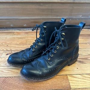 rag & bone black leather lace-up ankle boots